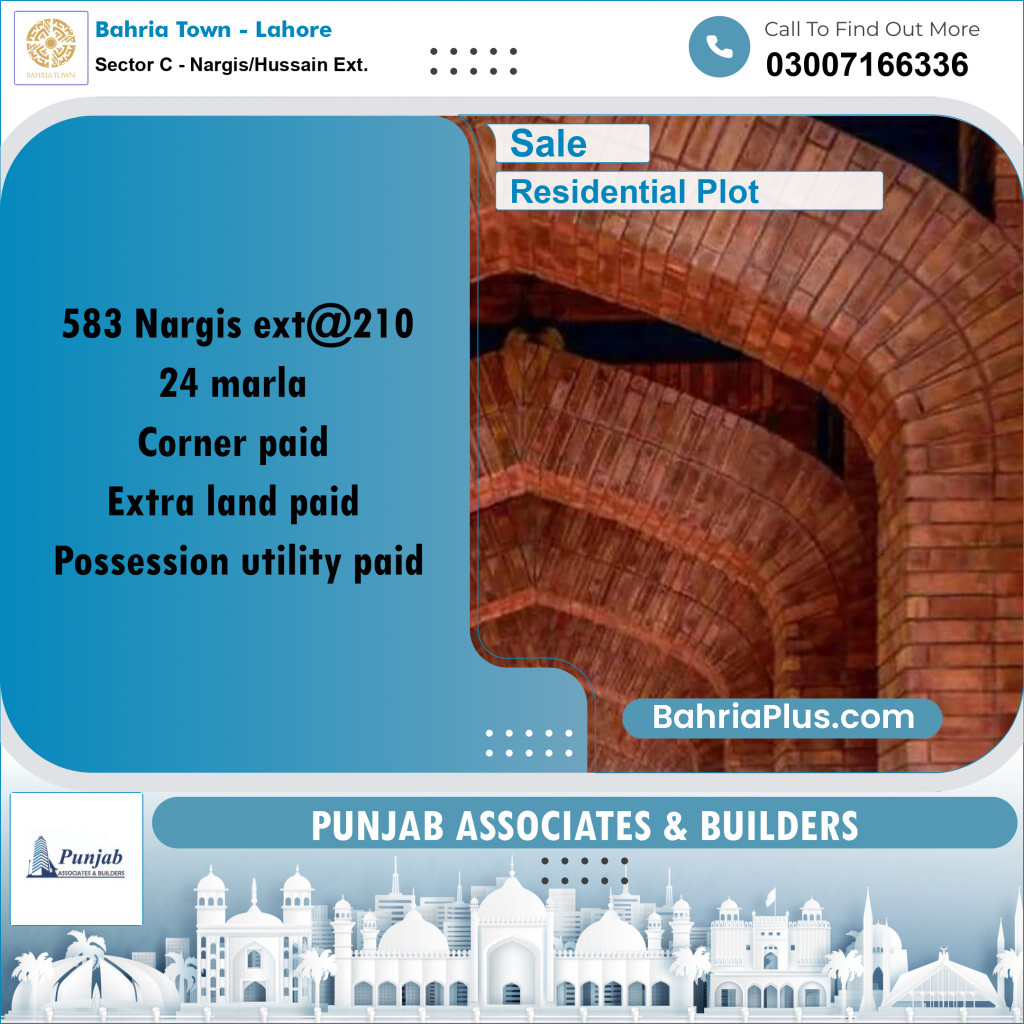 Residential Plot for Sale in Sector C - Nargis/Hussain Ext. -  Bahria Town, Lahore - (BP-351599)