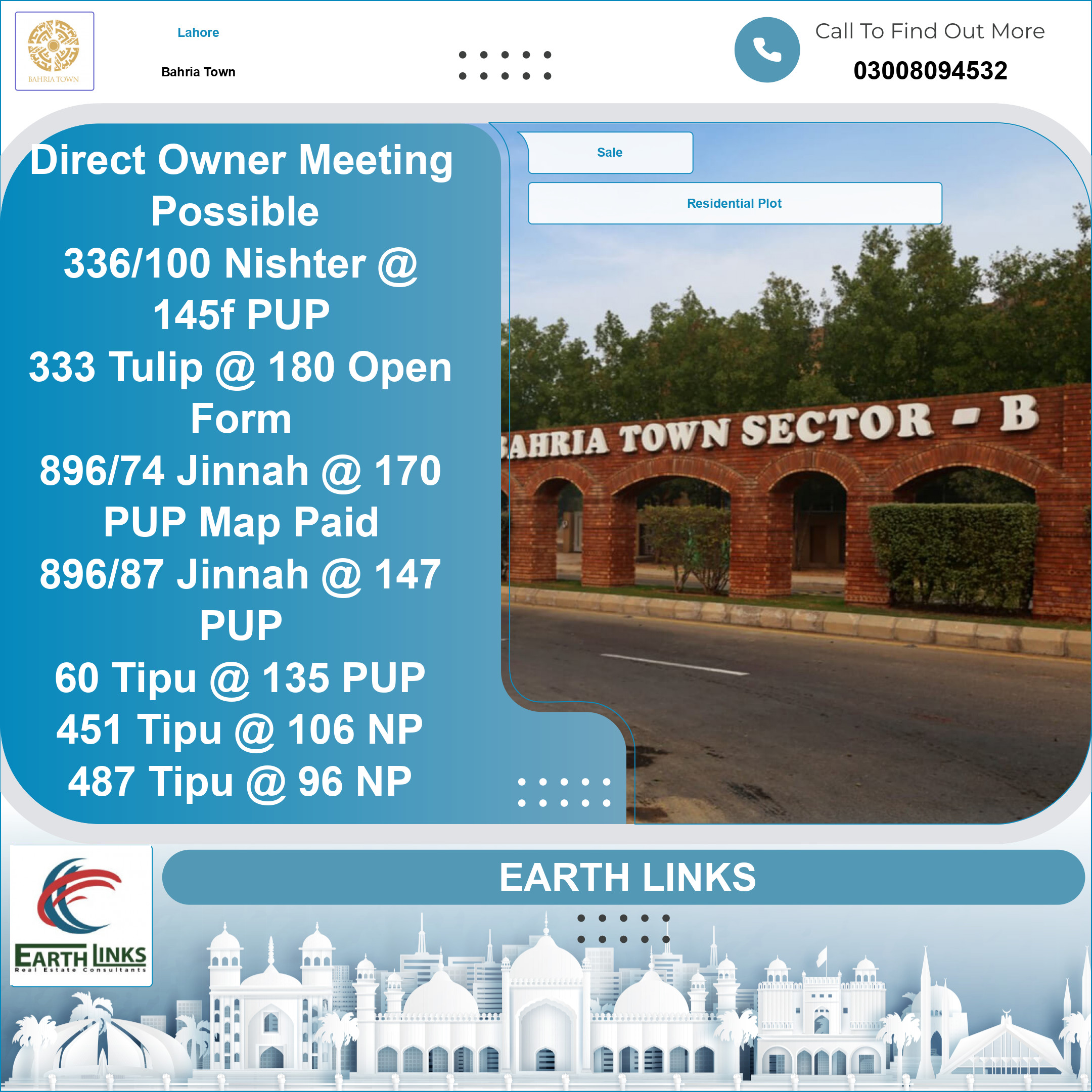 10 Marla Residential Plot for Sale in Bahria Town, Lahore - (BP-351627)