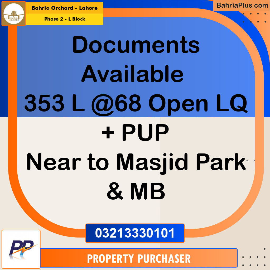 5 Marla Residential Plot for Sale in Phase 2 - L Block -  Bahria Orchard, Lahore - (BP-351647)