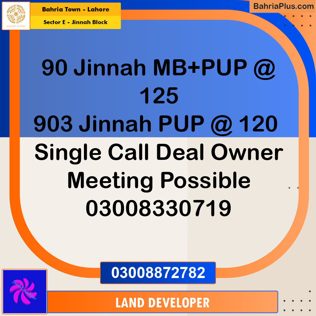 5 Marla Residential Plot for Sale in Sector E - Jinnah Block -  Bahria Town, Lahore - (BP-351703)