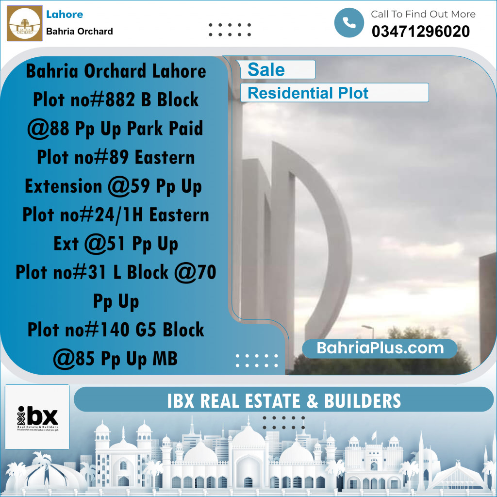 Residential Plot for Sale in Bahria Orchard, Lahore - (BP-351761)