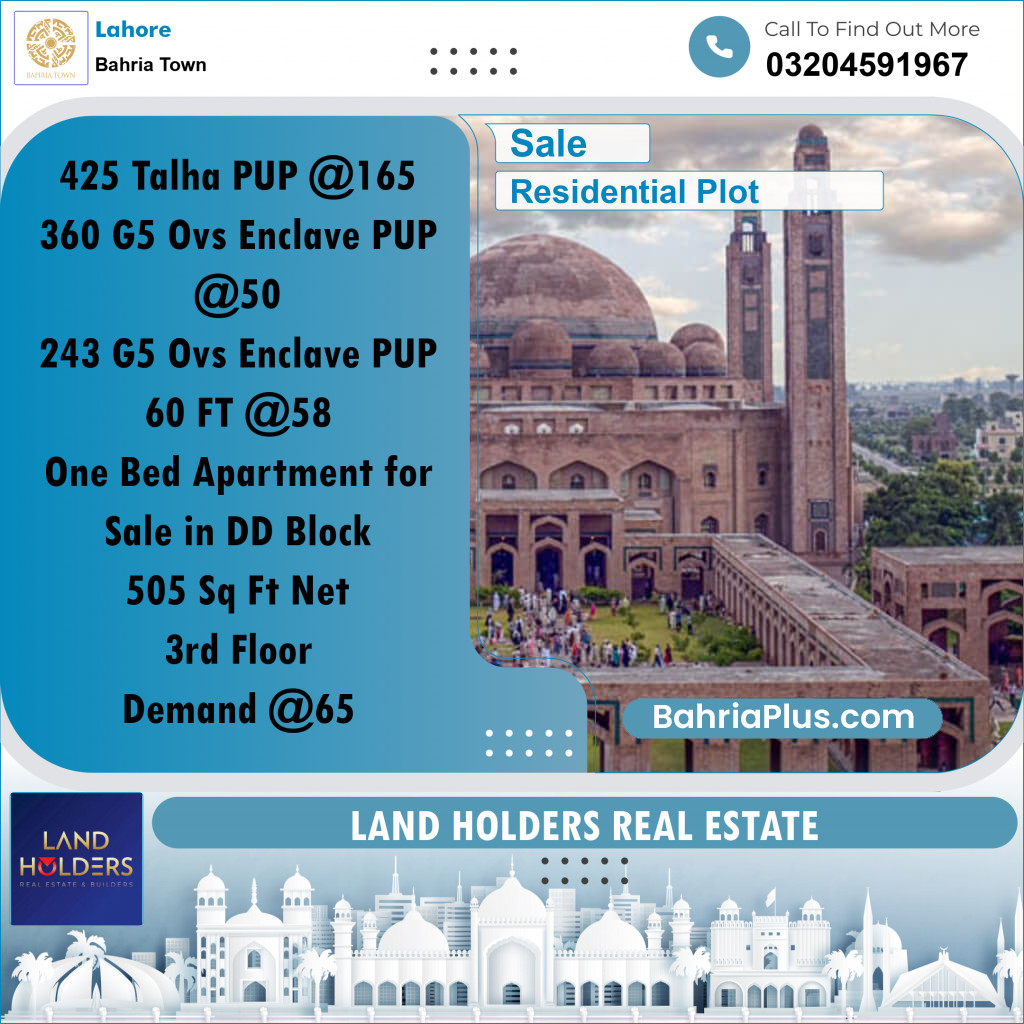 Residential Plot for Sale in Bahria Town, Lahore - (BP-351775)