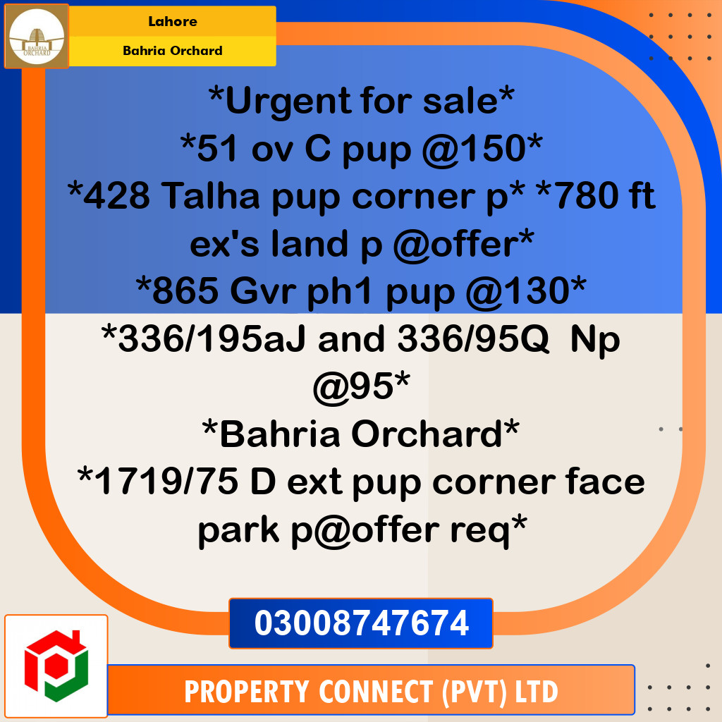Residential Plot for Sale in Bahria Orchard, Lahore - (BP-351782)