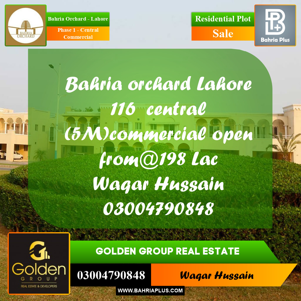 4 Marla Residential Plot for Sale in Phase 1 - Central Commercial -  Bahria Orchard, Lahore - (BP-351786)