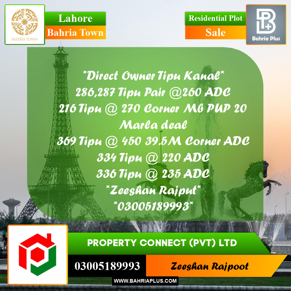 Residential Plot for Sale in Bahria Town, Lahore - (BP-351799)