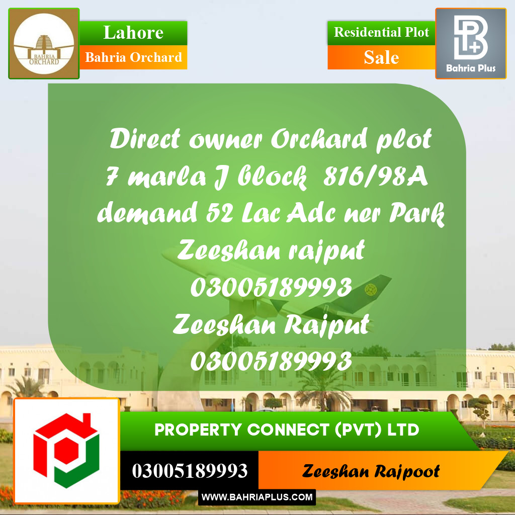 Residential Plot for Sale in Bahria Orchard, Lahore - (BP-351803)