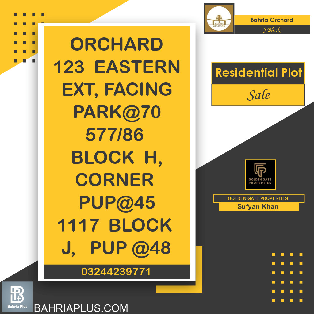 5 Marla Residential Plot for Sale in Phase 2 - J Block -  Bahria Orchard, Lahore - (BP-351820)
