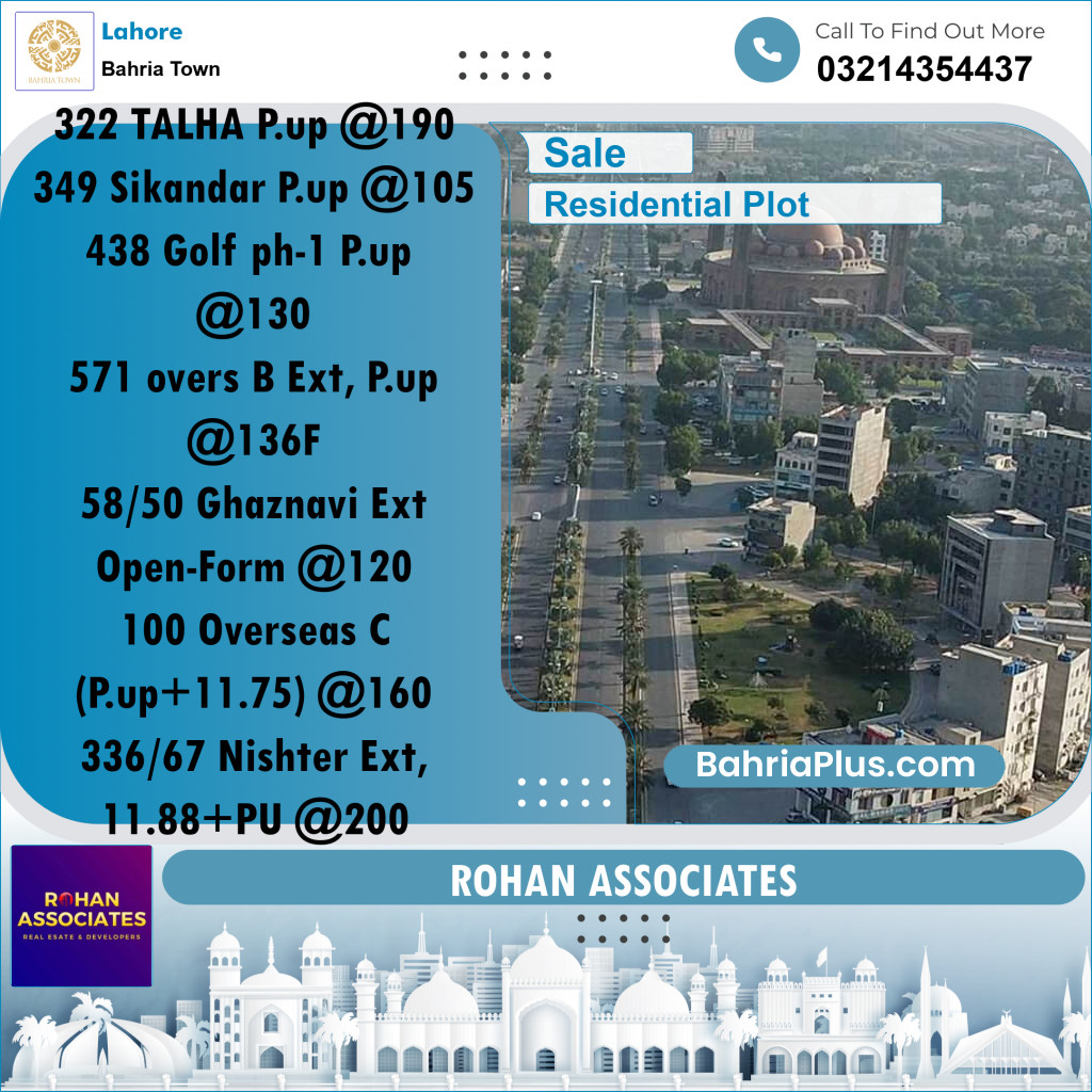 Residential Plot for Sale in Bahria Town, Lahore - (BP-351827)