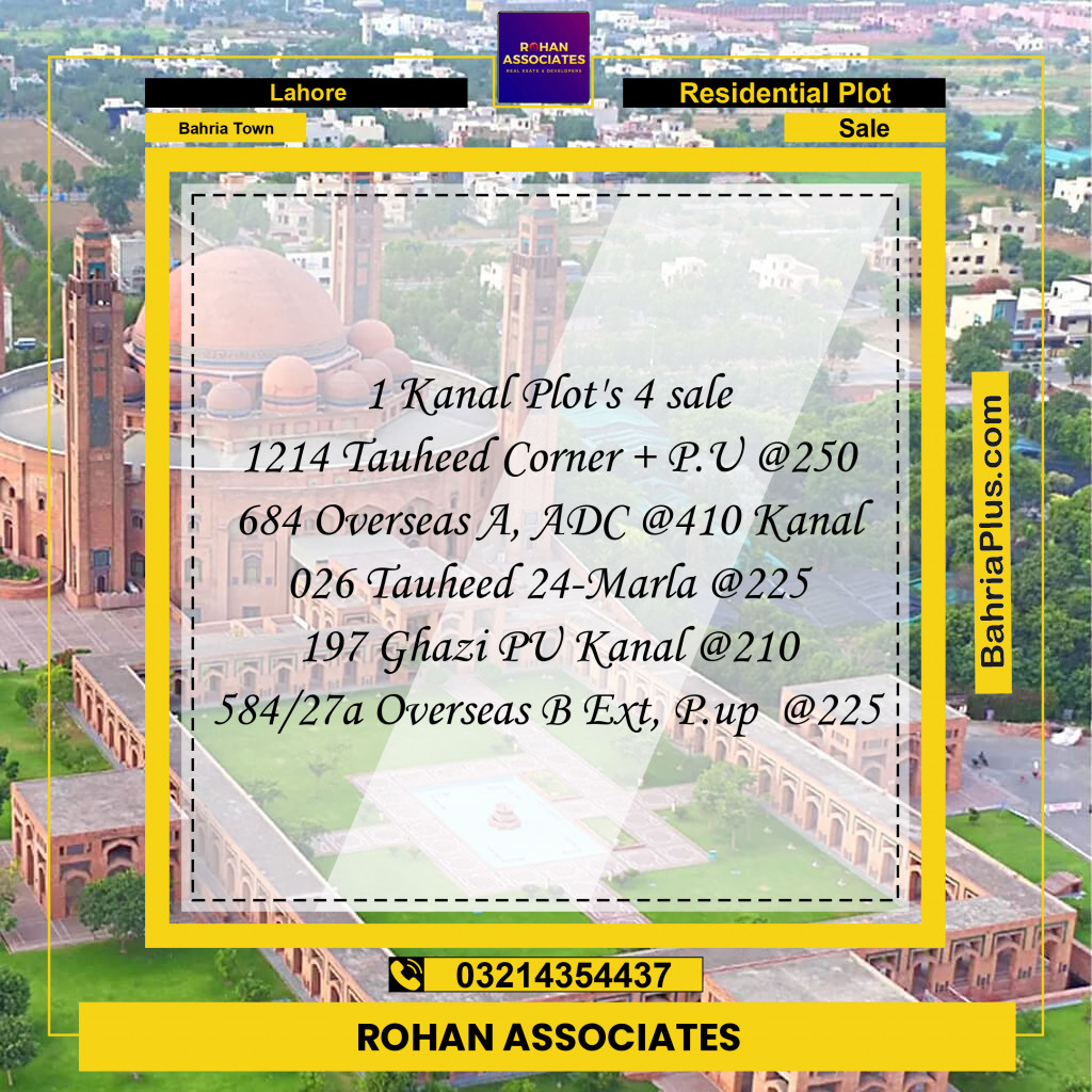 Residential Plot for Sale in Bahria Town, Lahore - (BP-351830)