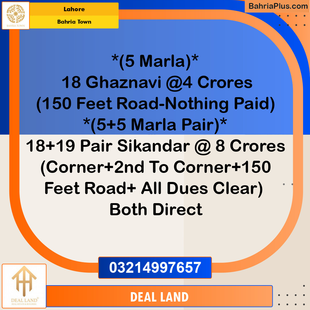 Commercial Plot for Sale in Bahria Town, Lahore - (BP-351849)