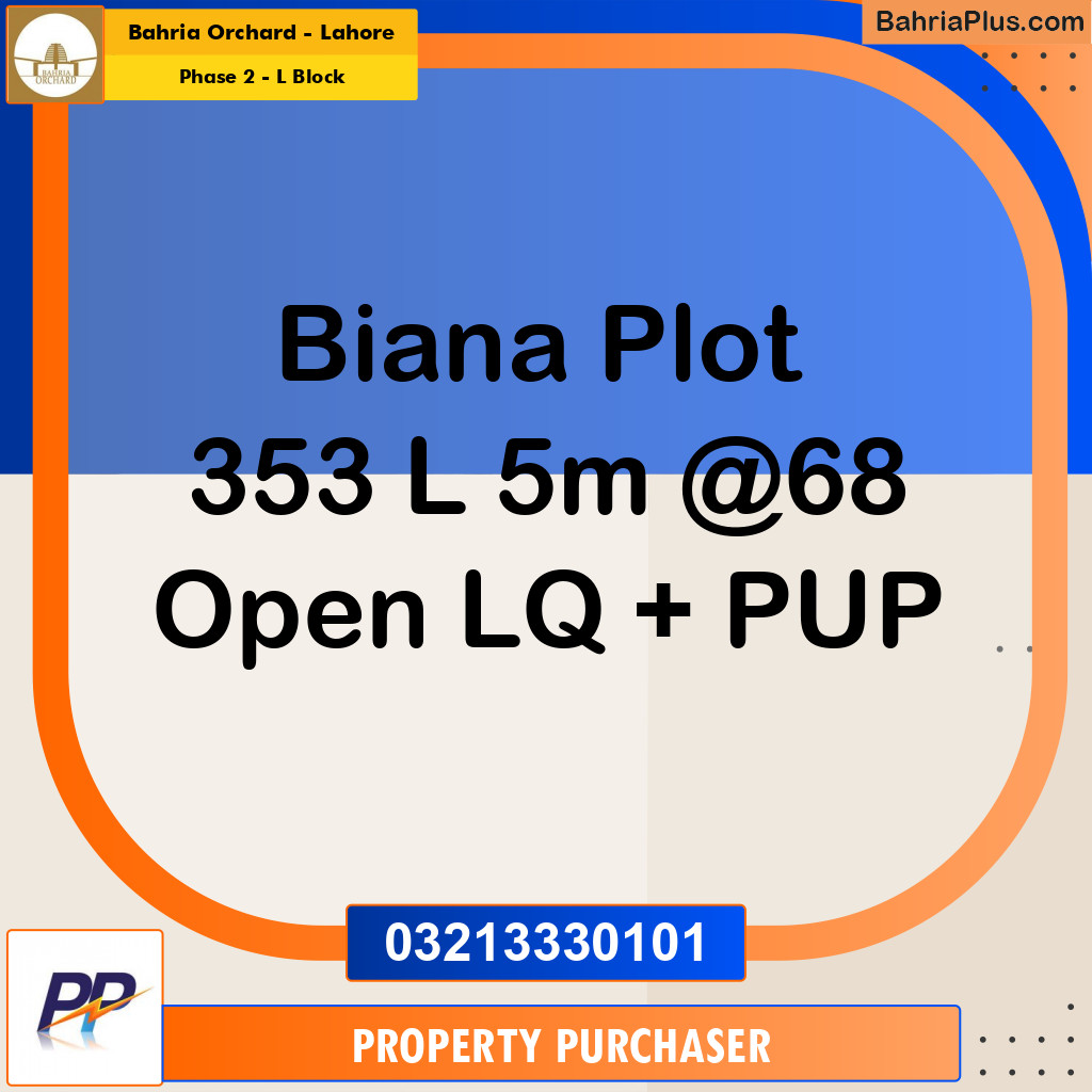 5 Marla Residential Plot for Sale in Phase 2 - L Block -  Bahria Orchard, Lahore - (BP-351891)