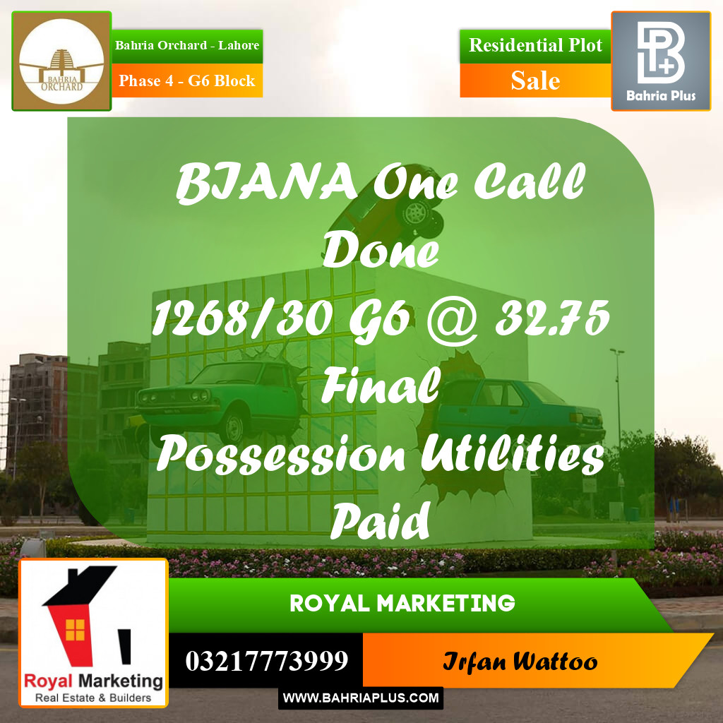 5 Marla Residential Plot for Sale in Phase 4 - G6 Block -  Bahria Orchard, Lahore - (BP-351892)