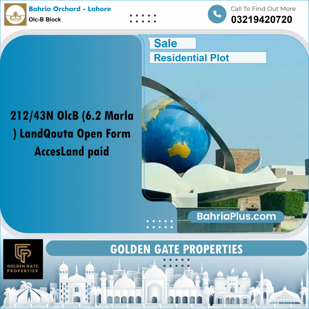 6 Marla Residential Plot for Sale in OLC-B Block -  Bahria Orchard, Lahore - (BP-351895)