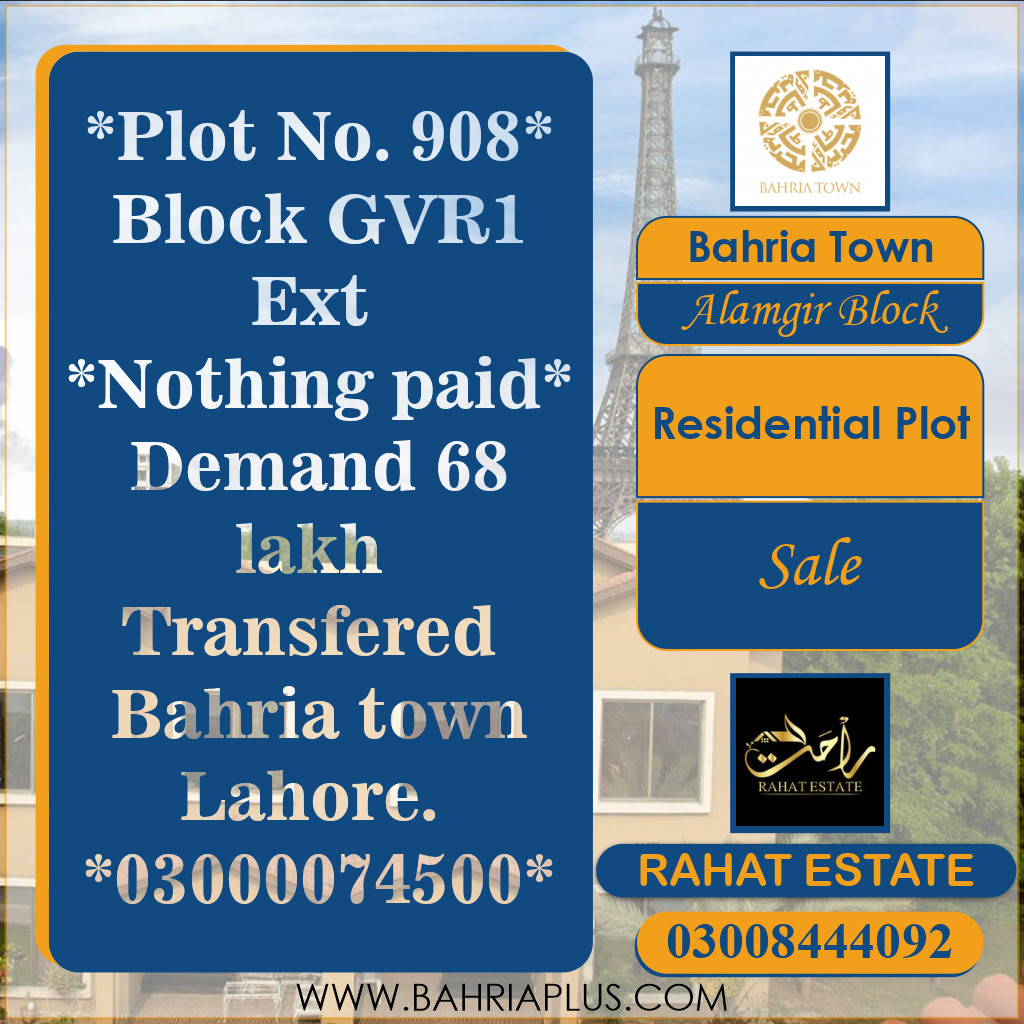 5 Marla Residential Plot for Sale in Sector F - Alamgir Block -  Bahria Town, Lahore - (BP-351929)
