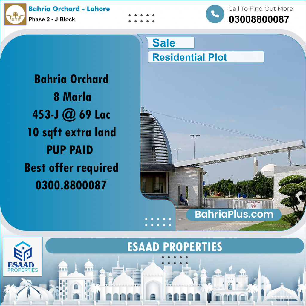 8 Marla Residential Plot for Sale in Phase 2 - J Block -  Bahria Orchard, Lahore - (BP-351974)