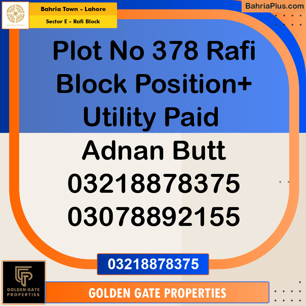 10 Marla Residential Plot for Sale in Sector E - Rafi Block -  Bahria Town, Lahore - (BP-352006)