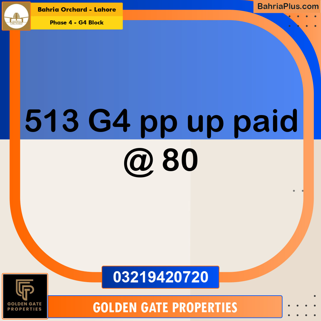 10 Marla Residential Plot for Sale in Phase 4 - G4 Block -  Bahria Orchard, Lahore - (BP-352076)