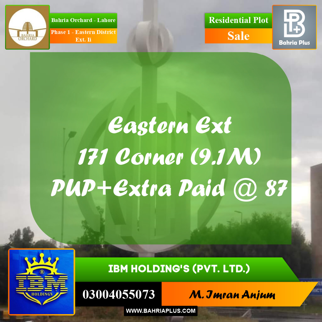8 Marla Residential Plot for Sale in Phase 1 - Eastern District Ext. II -  Bahria Orchard, Lahore - (BP-352095)
