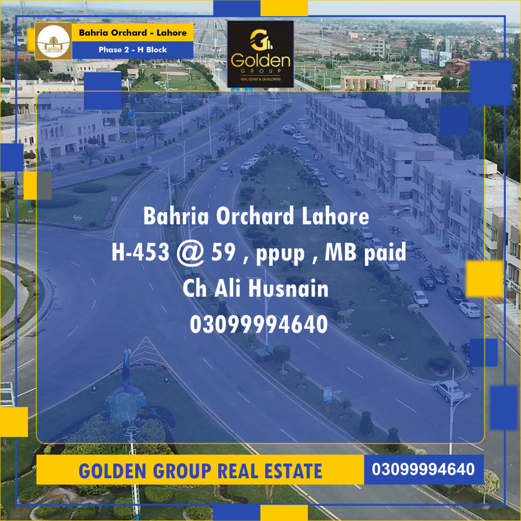 8 Marla Residential Plot for Sale in Phase 2 - H Block -  Bahria Orchard, Lahore - (BP-352108)