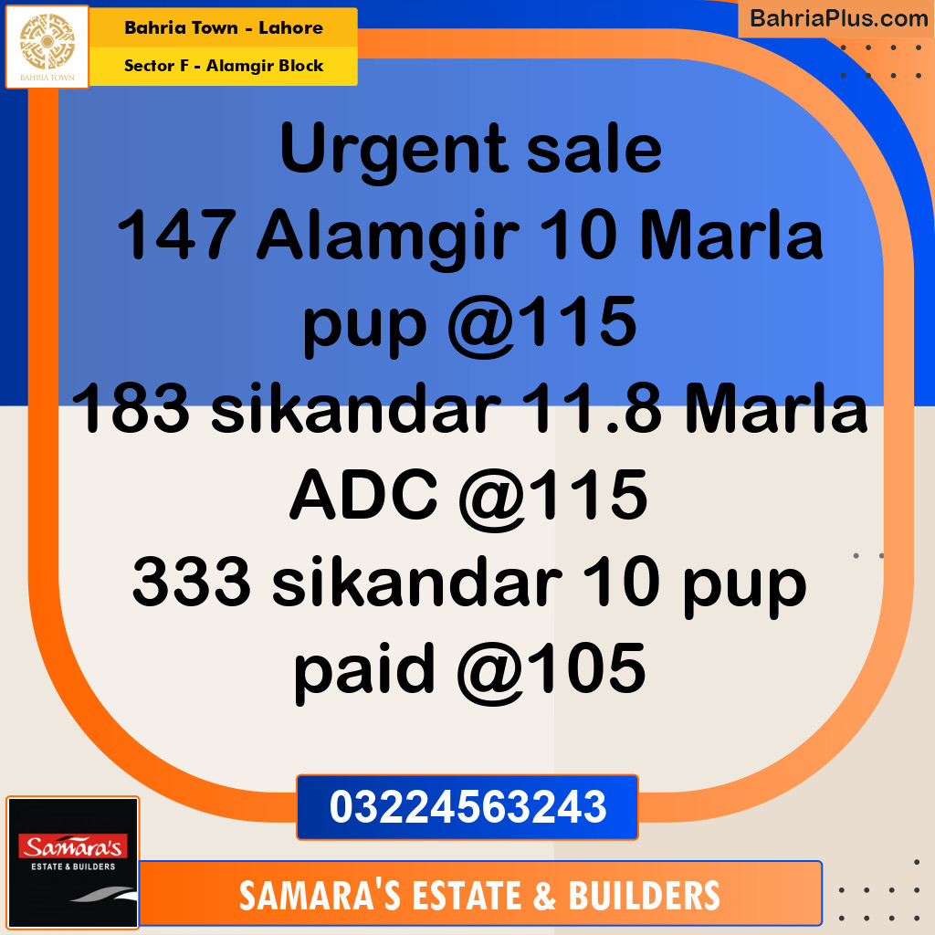 10 Marla Residential Plot for Sale in Sector F - Alamgir Block -  Bahria Town, Lahore - (BP-352178)