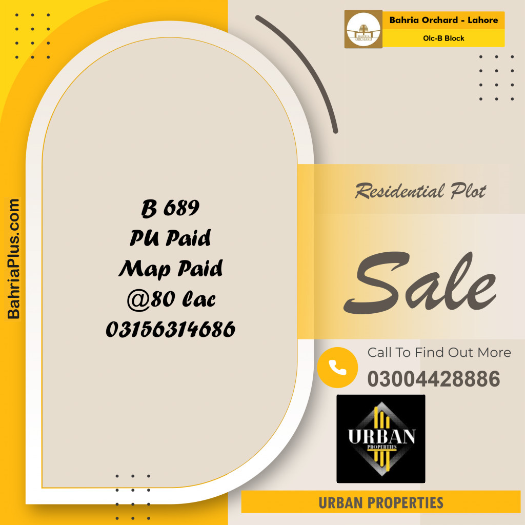 8 Marla Residential Plot for Sale in OLC-B Block -  Bahria Orchard, Lahore - (BP-352182)