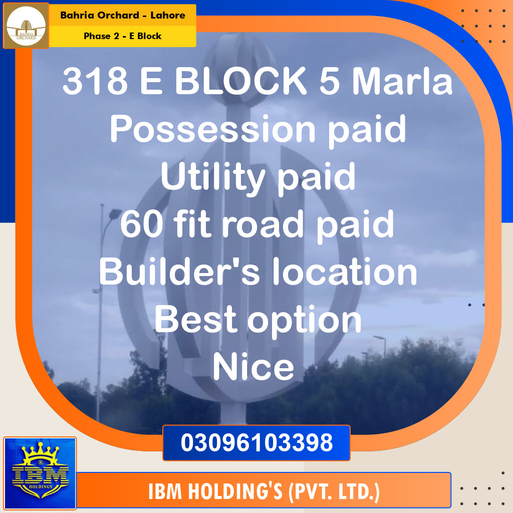 5 Marla Residential Plot for Sale in Phase 2 - E Block -  Bahria Orchard, Lahore - (BP-352190)