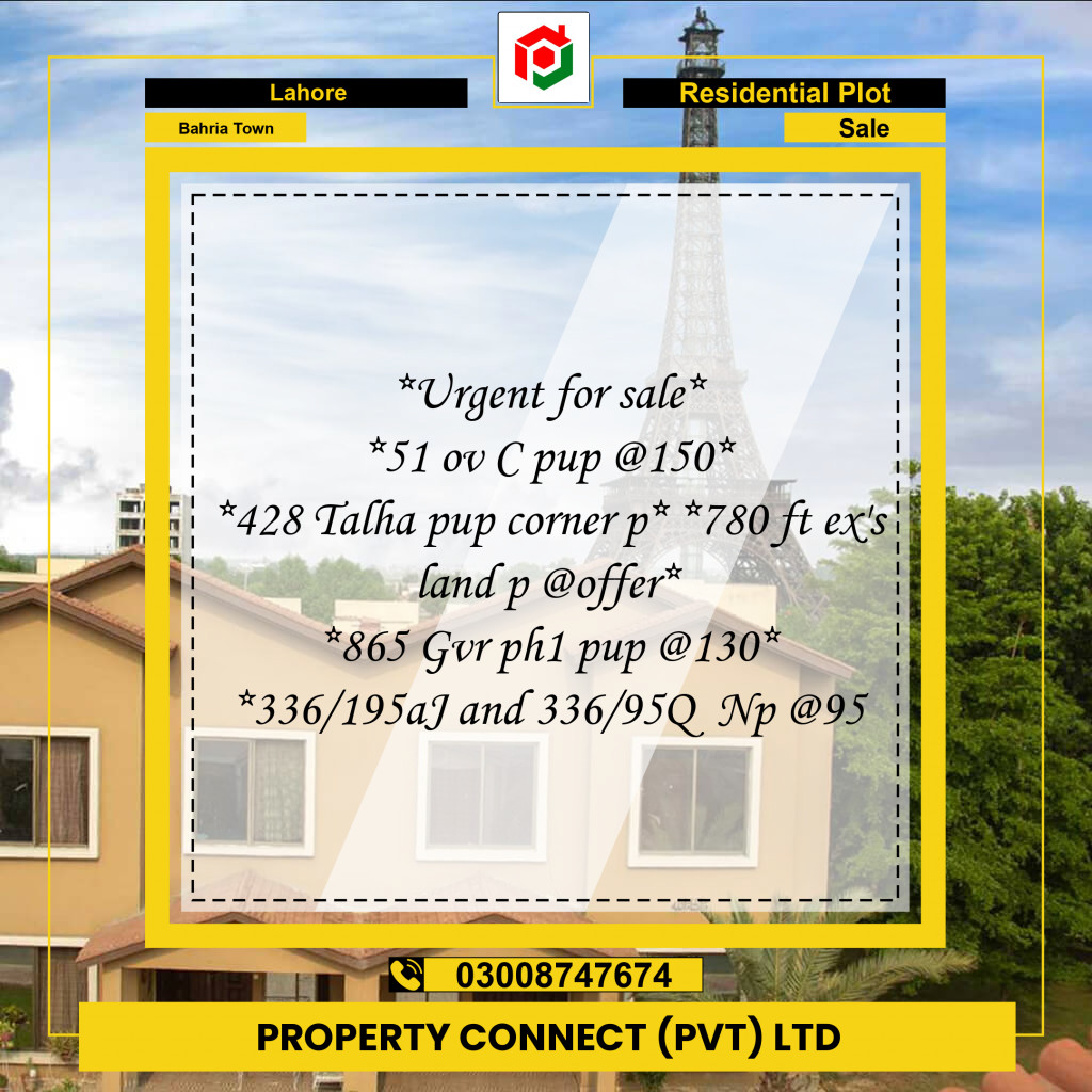Residential Plot for Sale in Bahria Town, Lahore - (BP-352246)