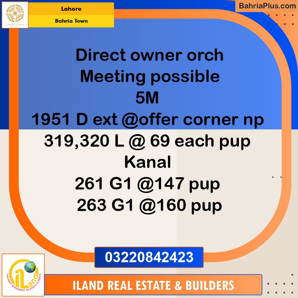 Residential Plot for Sale in Bahria Town, Lahore - (BP-352287)