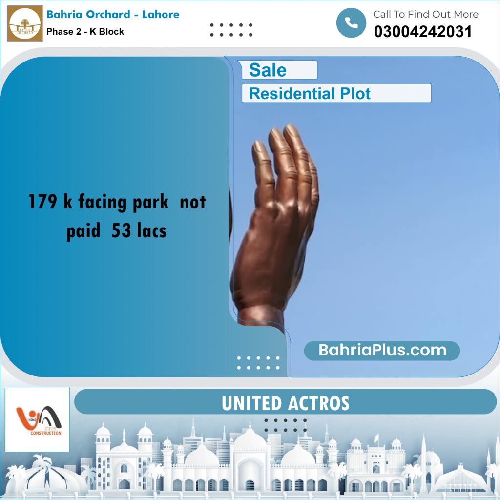 5 Marla Residential Plot for Sale in Phase 2 - K Block -  Bahria Orchard, Lahore - (BP-352328)