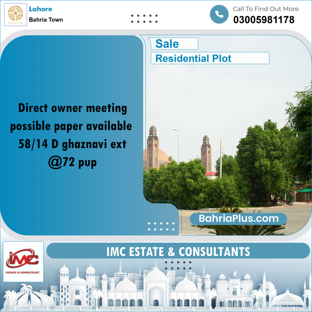 Residential Plot for Sale in Bahria Town, Lahore - (BP-352352)