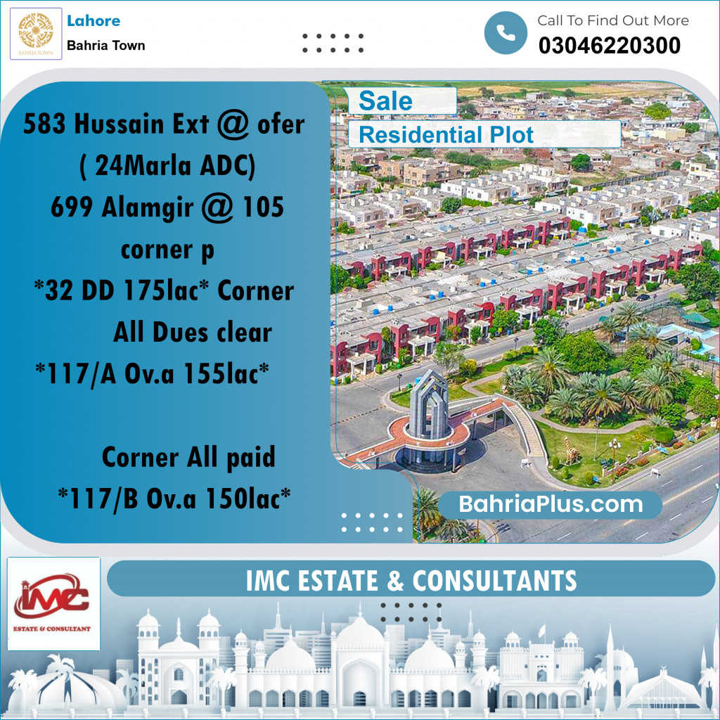 Residential Plot for Sale in Bahria Town, Lahore - (BP-352365)