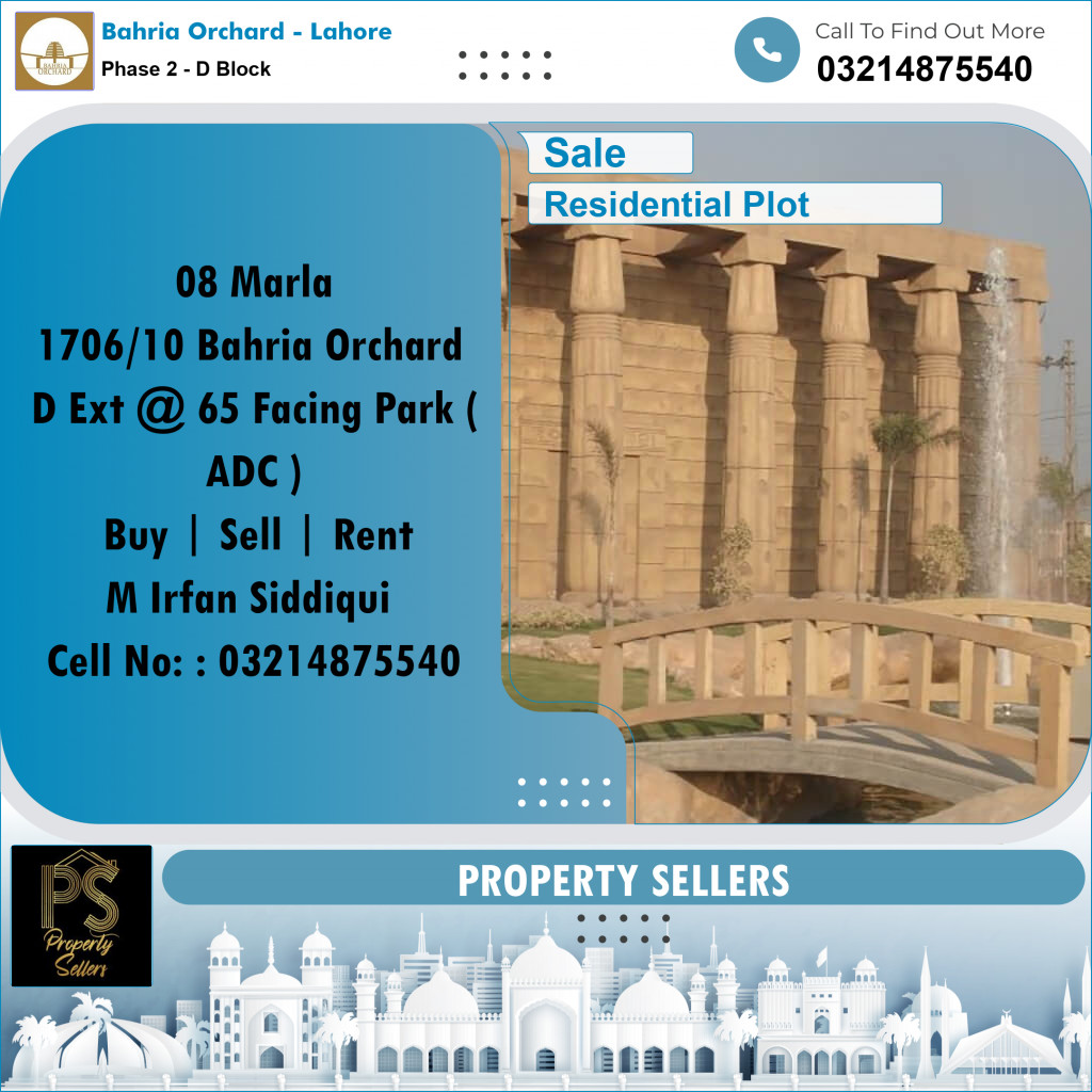 8 Marla Residential Plot for Sale in Phase 2 - D Block -  Bahria Orchard, Lahore - (BP-352368)