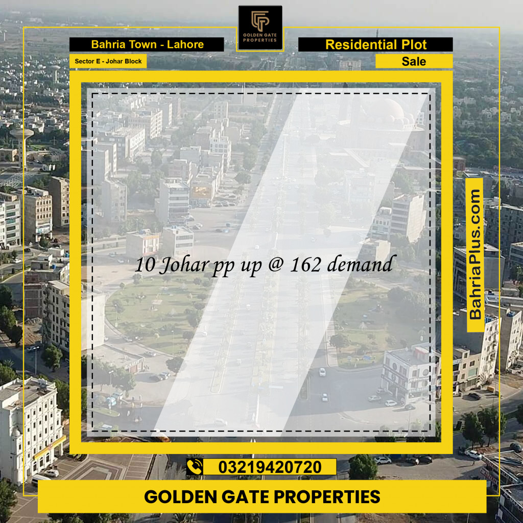 10 Marla Residential Plot for Sale in Sector E - Johar Block -  Bahria Town, Lahore - (BP-352419)