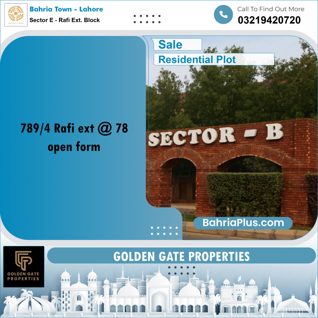 5 Marla Residential Plot for Sale in Sector E - Rafi Ext. Block -  Bahria Town, Lahore - (BP-352420)