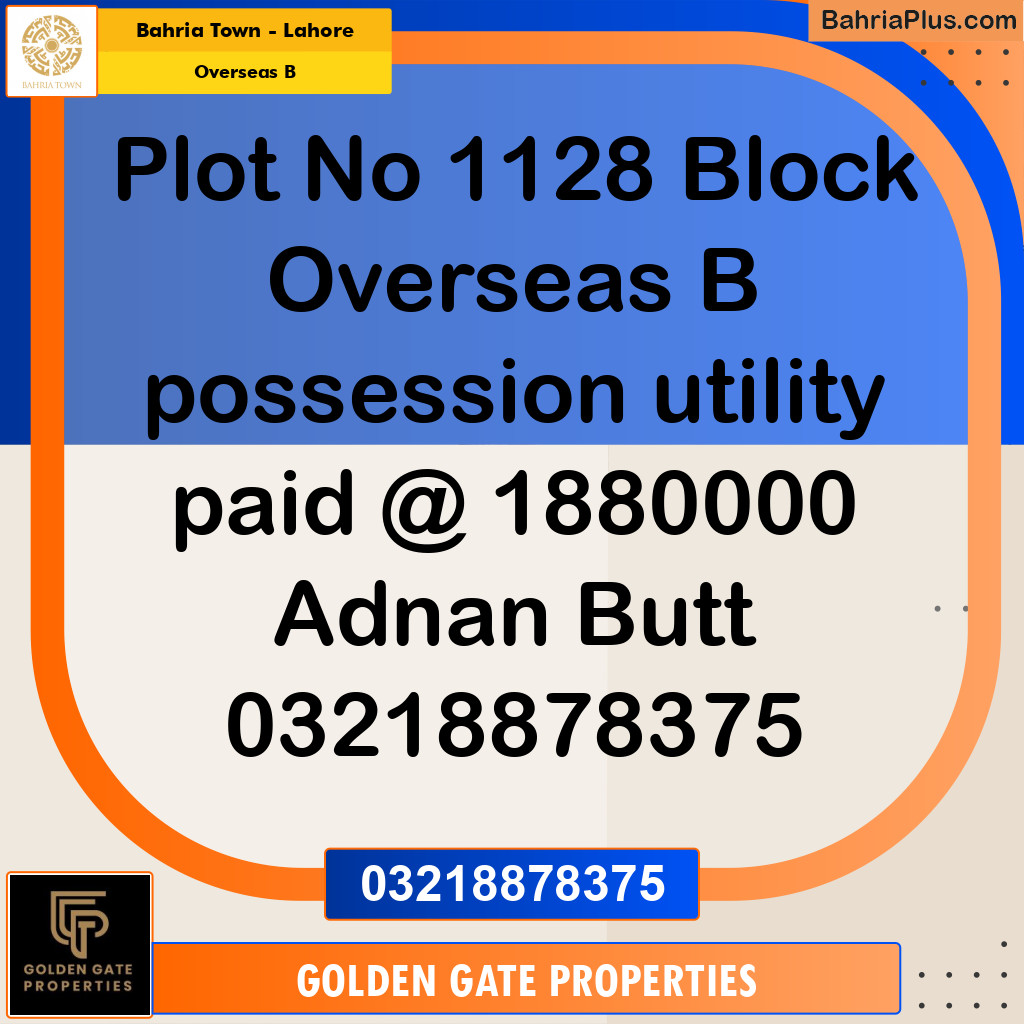 10 Marla Residential Plot for Sale in Overseas B -  Bahria Town, Lahore - (BP-352480)