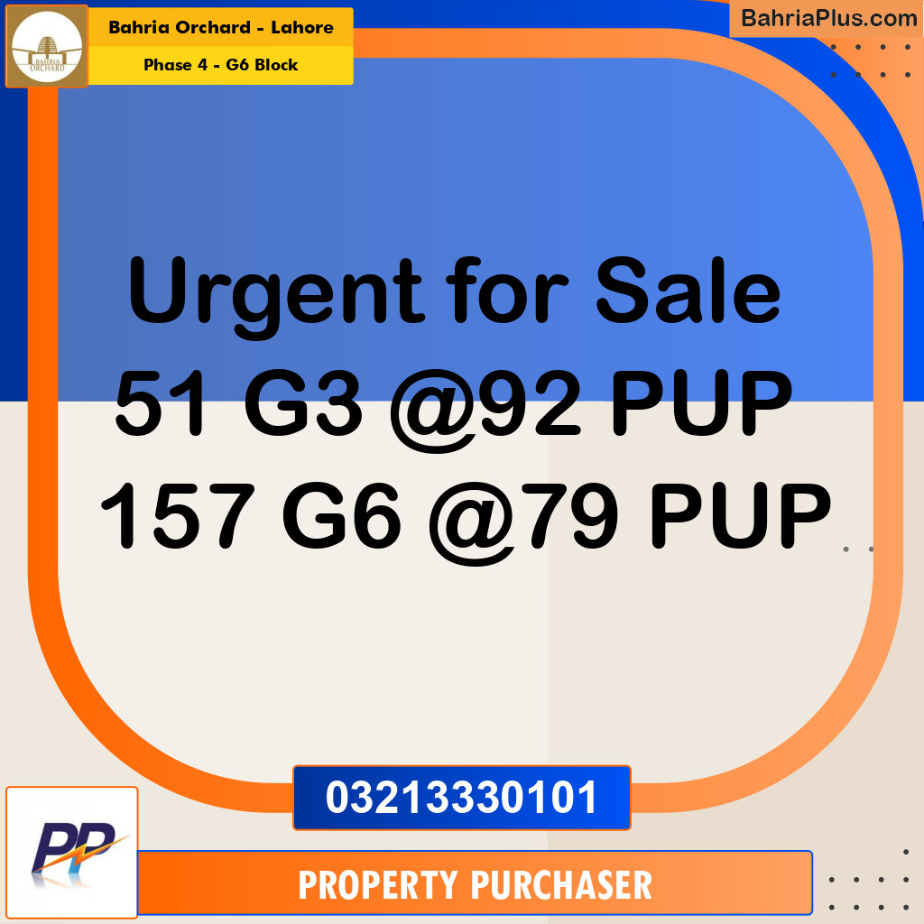 10 Marla Residential Plot for Sale in Phase 4 - G6 Block -  Bahria Orchard, Lahore - (BP-352485)