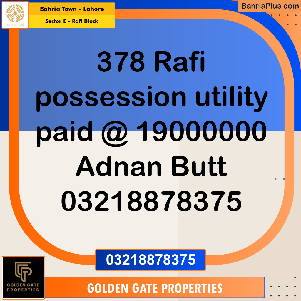 10 Marla Residential Plot for Sale in Sector E - Rafi Block -  Bahria Town, Lahore - (BP-352494)