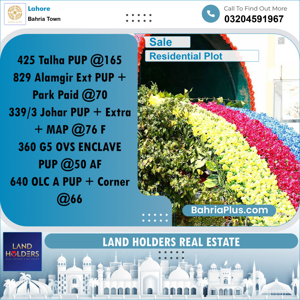 Residential Plot for Sale in Bahria Town, Lahore - (BP-352506)