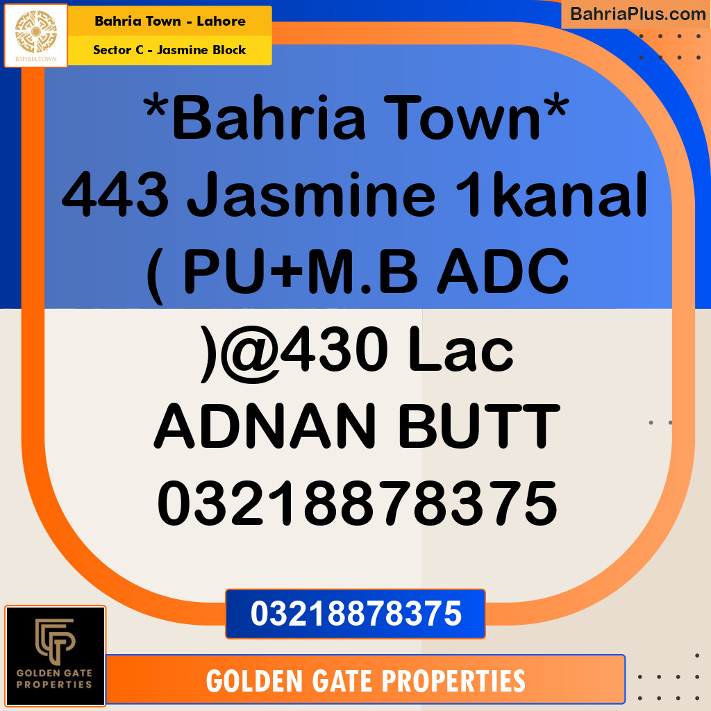 1 Kanal Residential Plot for Sale in Sector C - Jasmine Block -  Bahria Town, Lahore - (BP-352508)
