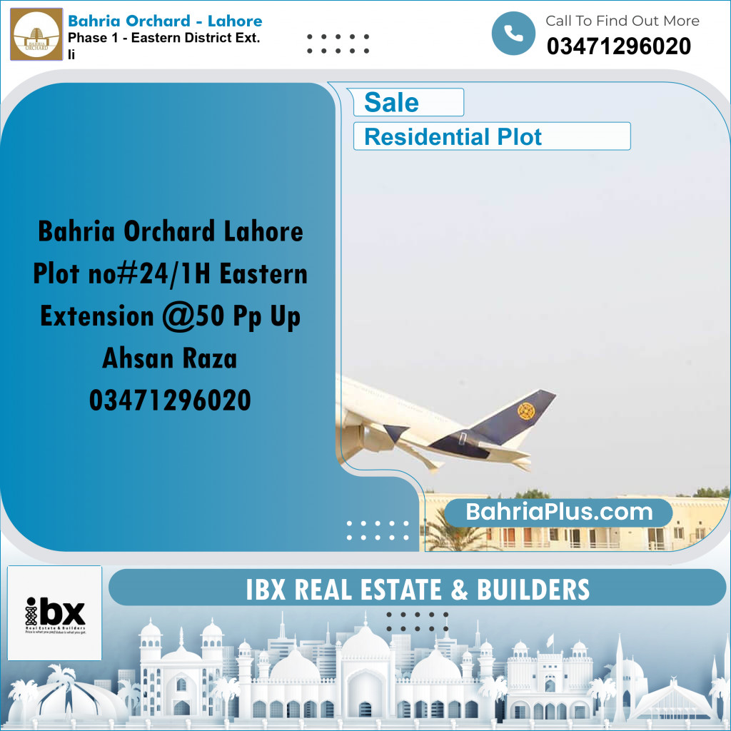5 Marla Residential Plot for Sale in Phase 1 - Eastern District Ext. II -  Bahria Orchard, Lahore - (BP-352526)