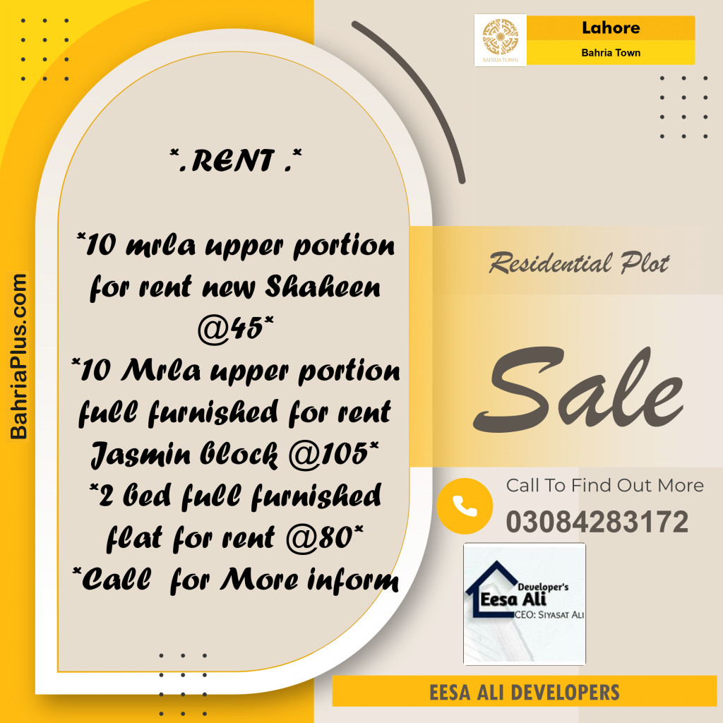 Residential Plot for Sale in Bahria Town, Lahore - (BP-352563)