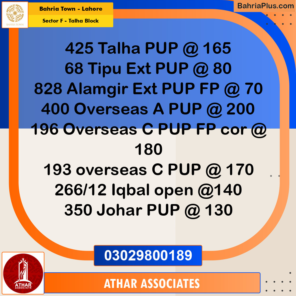 10 Marla Residential Plot for Sale in Sector F - Talha Block -  Bahria Town, Lahore - (BP-352602)