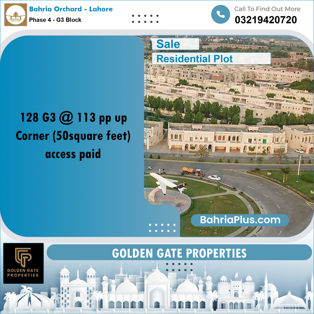 10 Marla Residential Plot for Sale in Phase 4 - G3 Block -  Bahria Orchard, Lahore - (BP-352603)