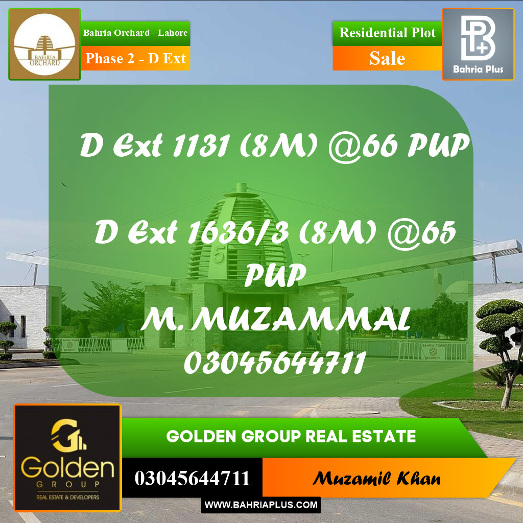 8 Marla Residential Plot for Sale in Phase 2 - D Ext -  Bahria Orchard, Lahore - (BP-352639)