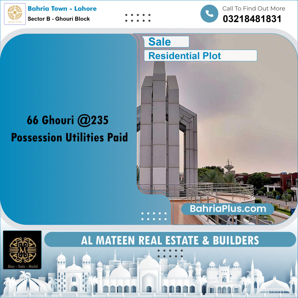 10 Marla Residential Plot for Sale in Sector B - Ghouri Block -  Bahria Town, Lahore - (BP-352671)