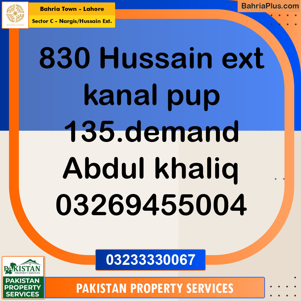 1 Kanal Residential Plot for Sale in Sector C - Nargis/Hussain Ext. -  Bahria Town, Lahore - (BP-352700)
