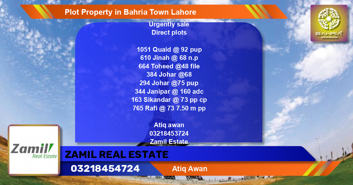 Residential Plot for Sale in Bahria Town, Lahore - (BP-35274)