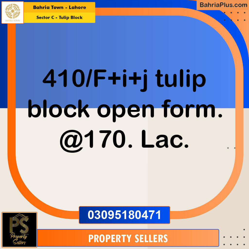 10 Marla Residential Plot for Sale in Sector C - Tulip Block -  Bahria Town, Lahore - (BP-352759)