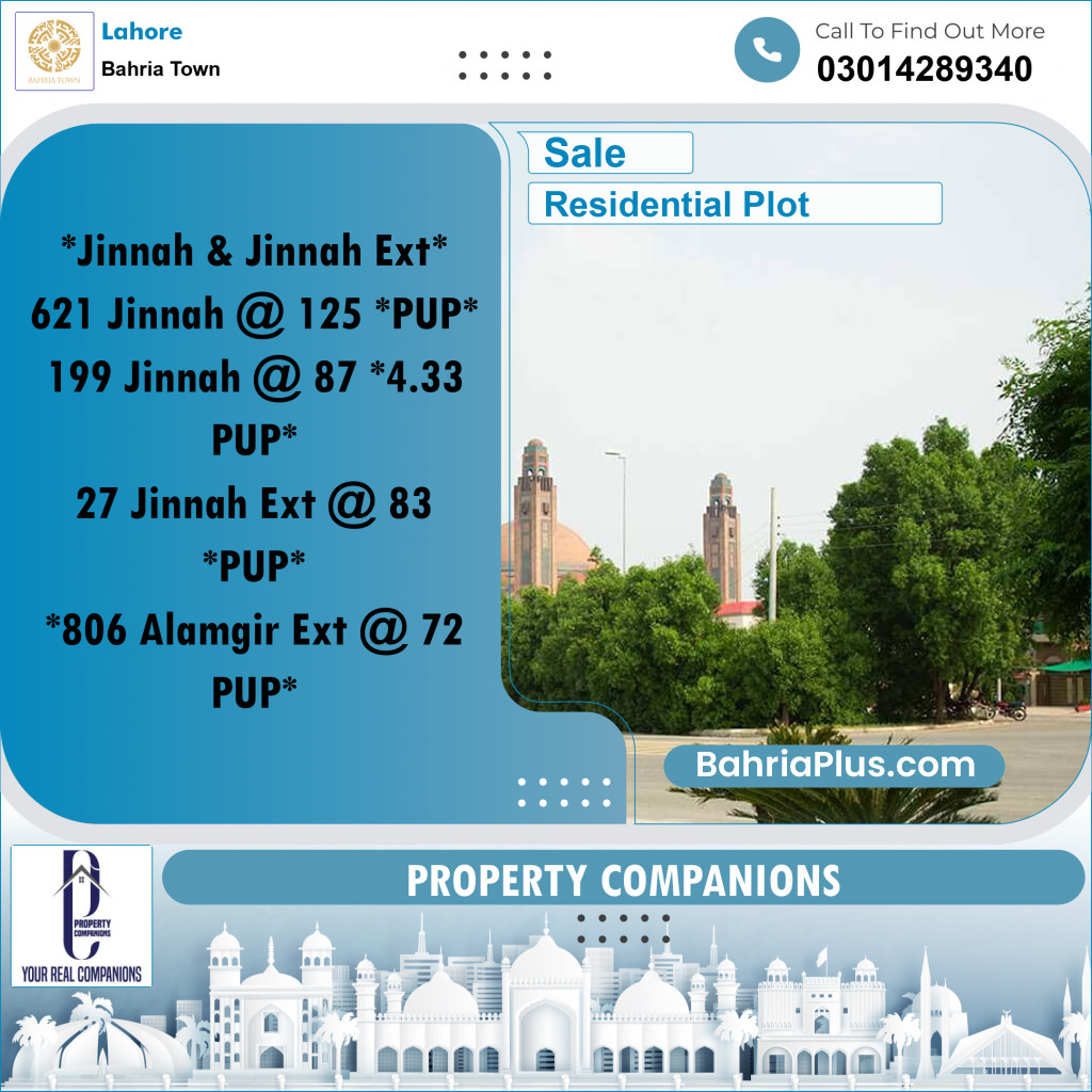 Residential Plot for Sale in Bahria Town, Lahore - (BP-352764)