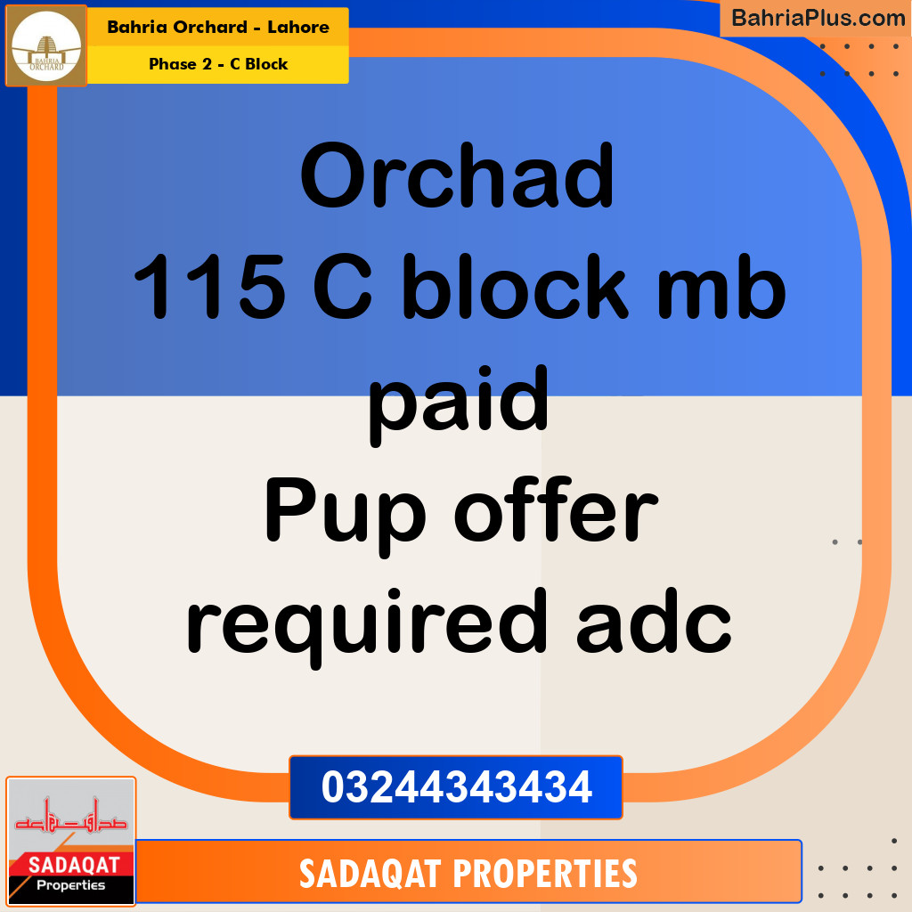 8 Marla Residential Plot for Sale in Phase 2 - C Block -  Bahria Orchard, Lahore - (BP-352796)